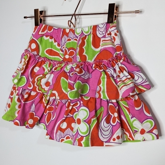 ✨3/$15 Hanna Andersson pink green red layered ruffle skirt 6-7 - Picture 3 of 7
